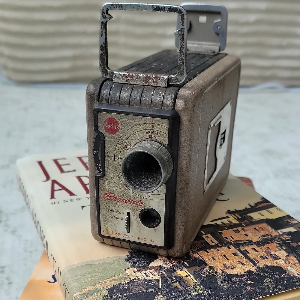 Vintage Kodak Brownie Camera - Tan and Silver